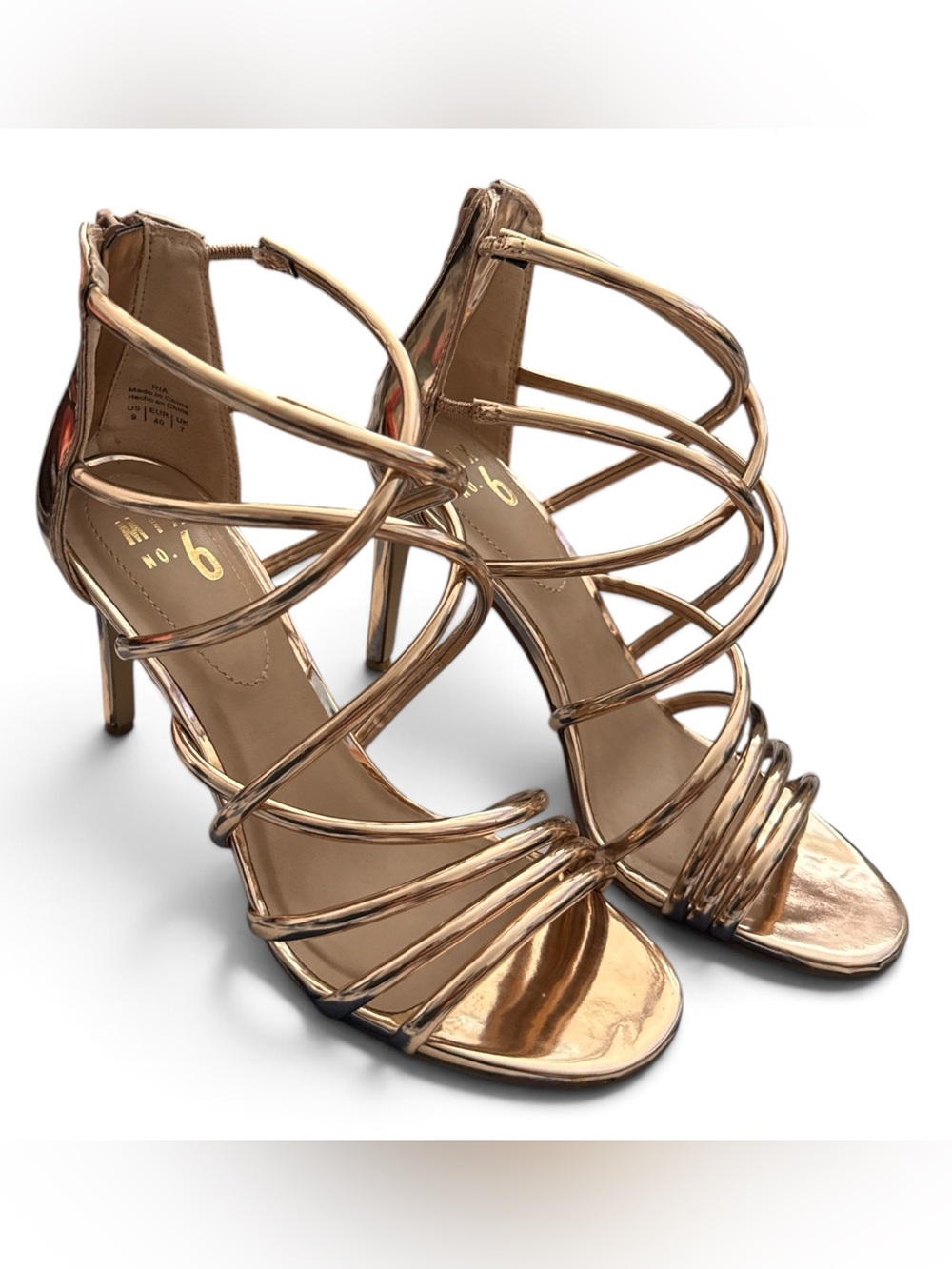 Mix No. 6 Metallic Rose Gold Strappy High Heel Sandals